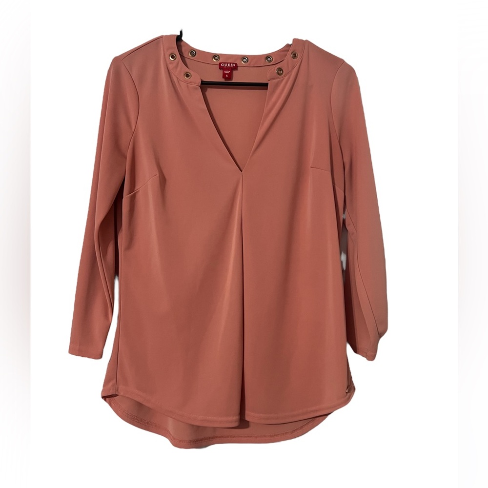 Guess Women Peach Pink 3/4‎ Sleeve Blouse S Top